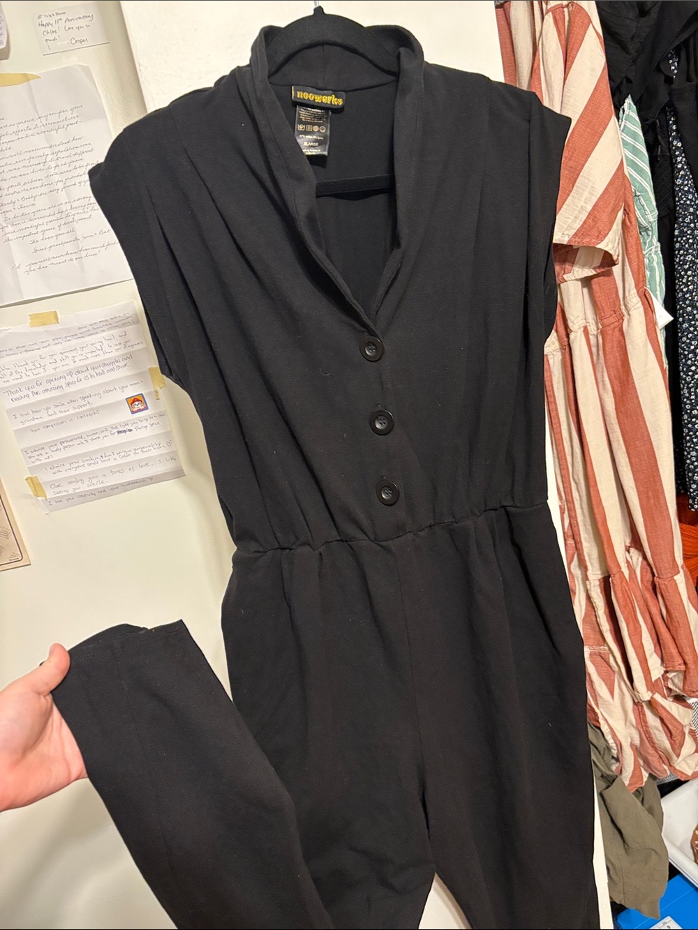Nooworks Magic Suit Black Sleeveless Button-Front Jumpsuit